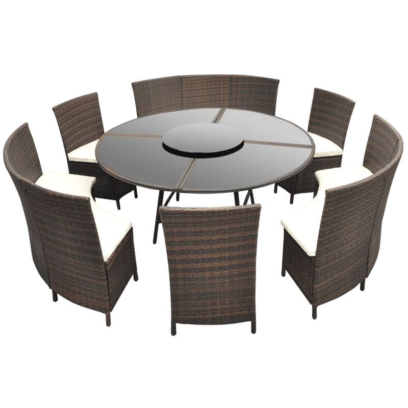 

Set comedor de jardín 7 piezas y cojines ratán sintético marrón - Marrón - Vidaxl
