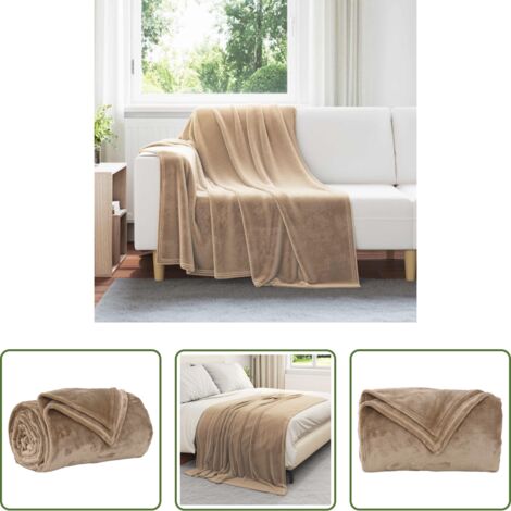 vidaXL Comfort domestico - Coperta Cammello 150 x 200 cm Panno