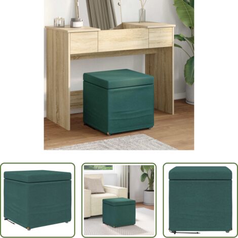 vidaXL Comfort -  Pouf Verde Scuro 41 x 41 x 40 cm Tessuto e Legno Ingegnerizzato