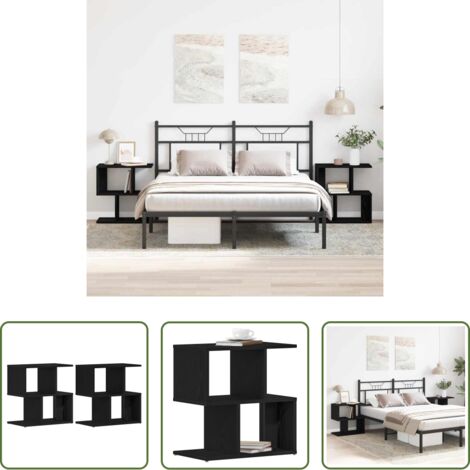 vidaXL Comò rustico -  Armadio da Notte 2 pcs Rovere Nero 50 x 30 x 51,5 cm