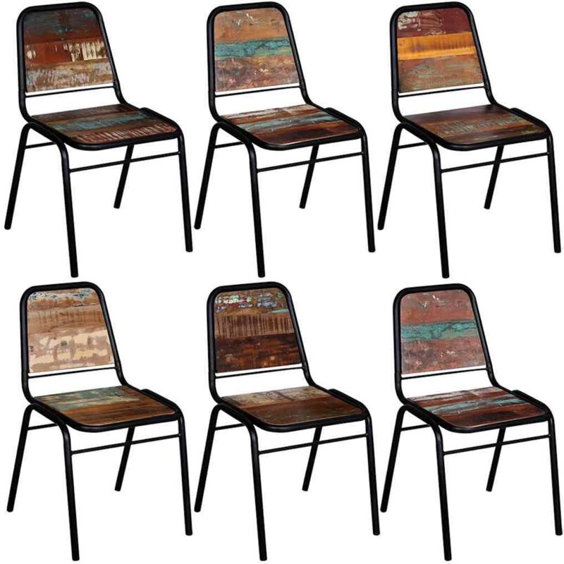 

Sillas de Comedor Madera Maciza Reciclada 6 Unidades - Marrón - Vidaxl