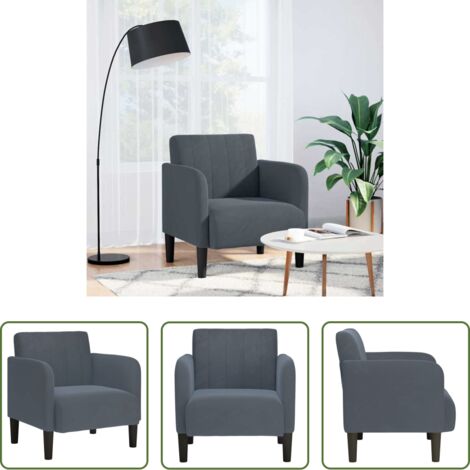 vidaXL Comodidad -  Sillón con reposabrazos Terciopelo Gris Oscuro 54 cm