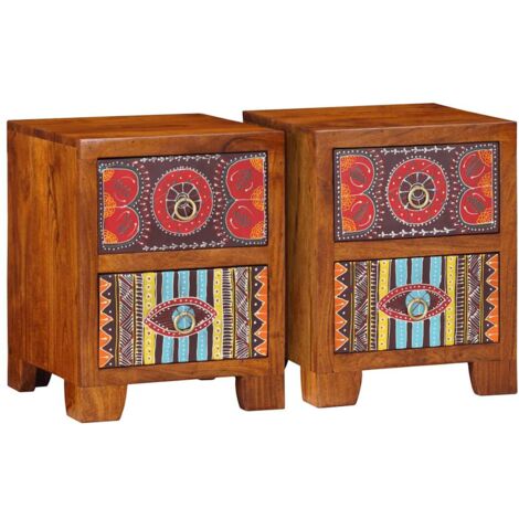 vidaXL Comodini 2 pz 35x35x45 cm in Legno Massello di Acacia