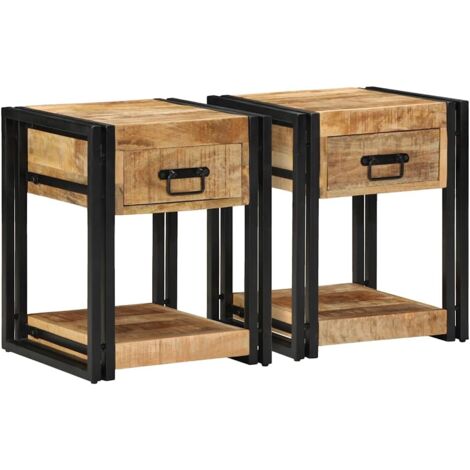 vidaXL Comodini 2 pz 40x40x50 cm in Legno Massello di Mango Grezzo