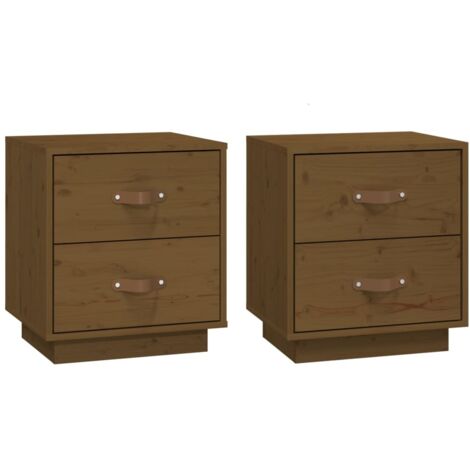 vidaXL Comodini 2 pz Ambrati 40x34x45 cm in Legno Massello di Pino