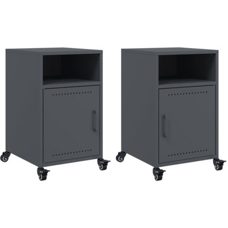 vidaXL Comodini 2 pz Antracite 36x39x59 cm in Acciaio