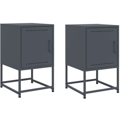 vidaXL Comodini 2 pz Antracite 36x39x60,5 cm in Acciaio