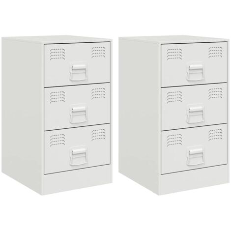 vidaXL Comodini 2 pz Bianchi 34,5x39x62 cm in Acciaio