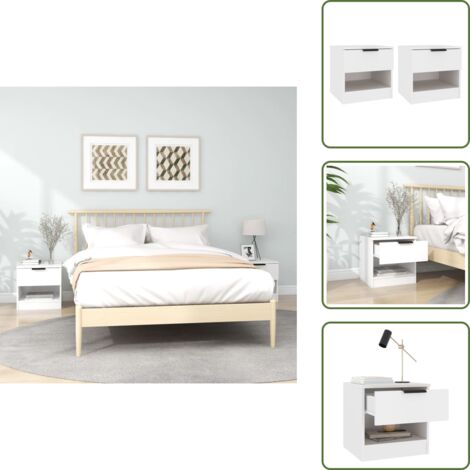 - vidaXL Comodini 2 pz Bianchi in Legno Multistrato -