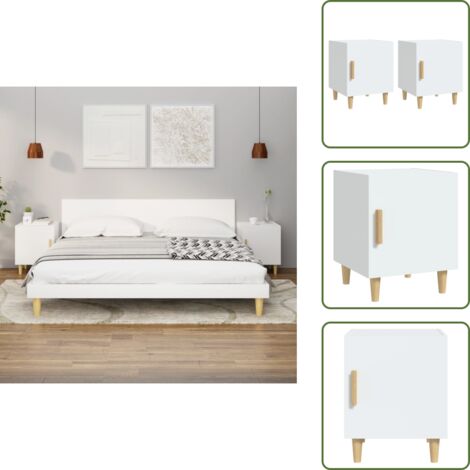 - vidaXL Comodini 2 pz Bianchi in Legno Multistrato -