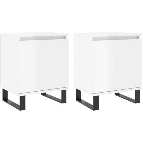 vidaXL Comodini 2 pz Bianco Lucido 40x30x50 cm in Legno Multistrato