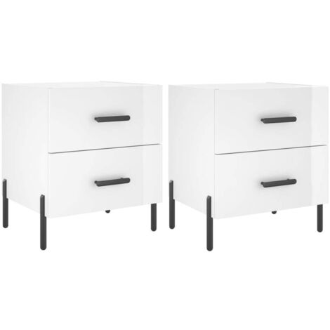 vidaXL Comodini 2 pz Bianco Lucido 40x35x47,5 cm in Legno Multistrato