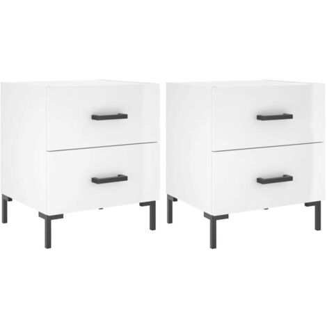 vidaXL Comodini 2 pz Bianco Lucido 40x35x47,5 cm in Legno Multistrato