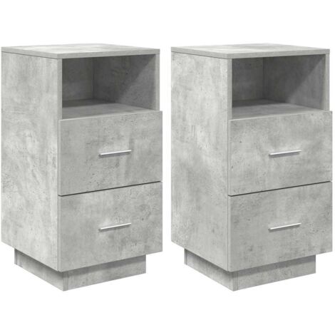 vidaXL Comodini 2 pz con 2 Cassetti Grigio Cemento 36x36x68 cm