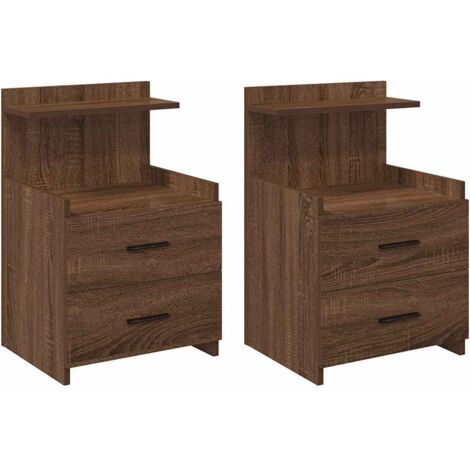 vidaXL Comodini 2 pz con 2 cassetti in rovere marrone 40x36,5x62 cm