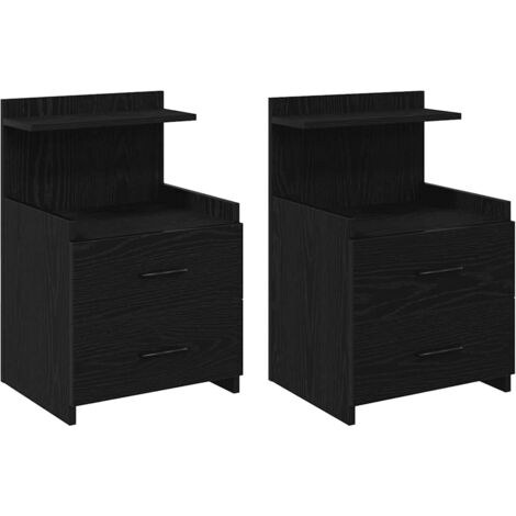 vidaXL Comodini 2 pz con 2 cassetti neri 40x36,5x62 cm