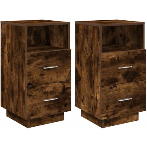 vidaXL Comodini 2 pz con 2 Cassetti Rovere Fumo 36x36x68 cm