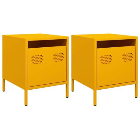 vidaXL Comodini 2 pz Giallo Senape 35x39x43,5 cm in Acciaio