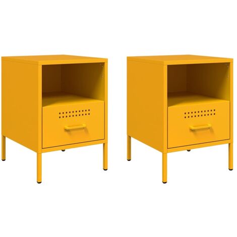 vidaXL Comodini 2 pz Giallo Senape 36x39x50,5 cm in Acciaio