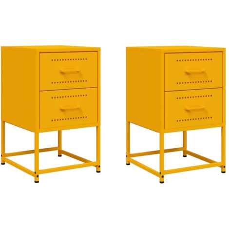 vidaXL Comodini 2 pz Giallo Senape 36x39x60,5 cm in Acciaio