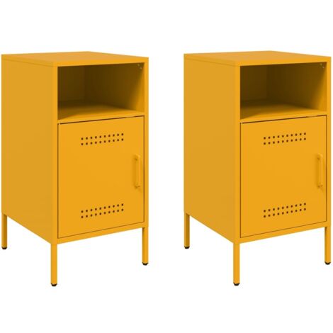 vidaXL Comodini 2 pz Giallo Senape 36x39x68 cm in Acciaio