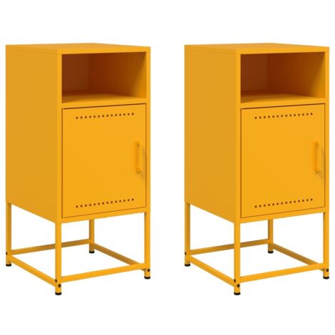 vidaXL Comodini 2 pz Giallo Senape 36x39x78 cm in Acciaio