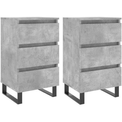 vidaXL Comodini 2 pz Grigio Cemento 40x35x69 cm in Legno Multistrato
