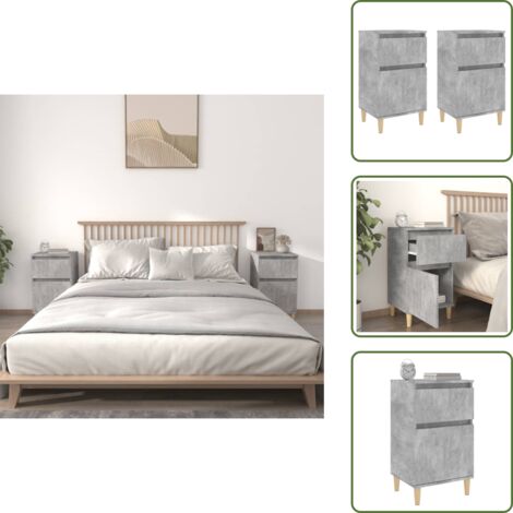 - vidaXL Comodini 2 pz Grigio Cemento 40x35x70 cm -