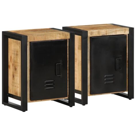 vidaXL Comodini 2 pz in Legno Massello di Mango Grezzo