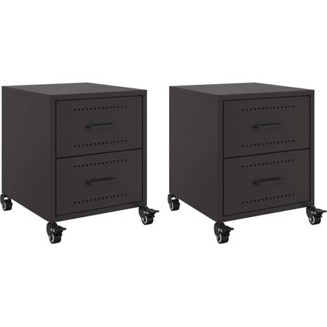 vidaXL Comodini 2 pz Neri 36x39x43,5 cm in Acciaio