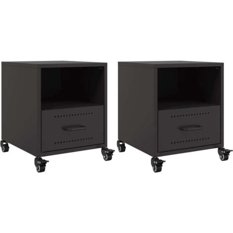 vidaXL Comodini 2 pz Neri 36x39x43,5 cm in Acciaio