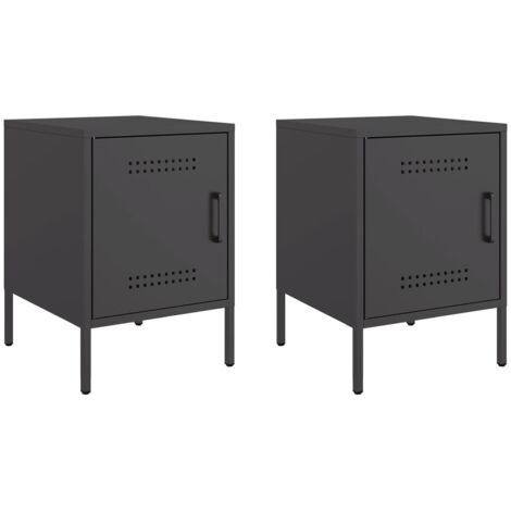 vidaXL Comodini 2 pz Nero 36x39x50,5 cm in Acciaio