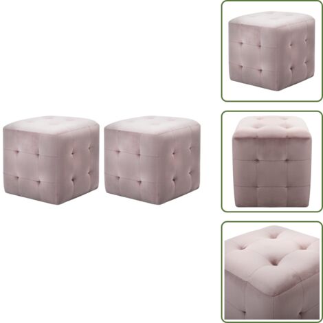 - vidaXL Comodini 2 pz Rosa 30x30x30 cm in Tessuto Vellutato -