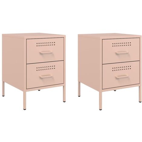 vidaXL Comodini 2 pz Rosa 36x39x50,5 cm in Acciaio