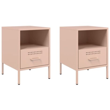 vidaXL Comodini 2 pz Rosa 36x39x50,5 cm in Acciaio