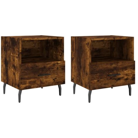 vidaXL Comodini 2 pz Rovere Fumo 40x35x47,5 cm in Legno Multistrato