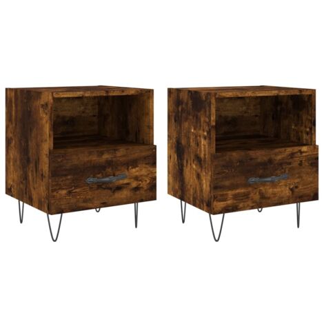 vidaXL Comodini 2 pz Rovere Fumo 40x35x47,5 cm in Legno Multistrato