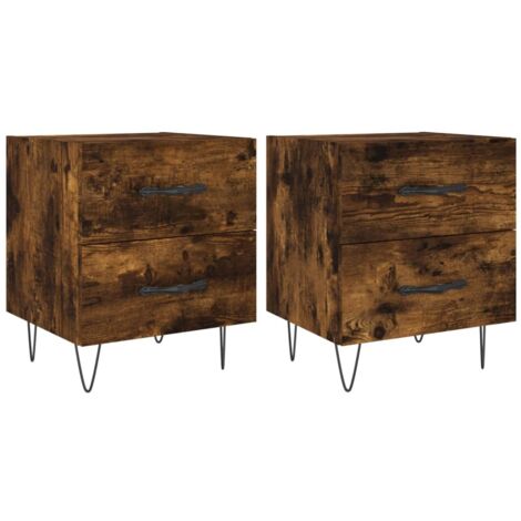 vidaXL Comodini 2 pz Rovere Fumo 40x35x47,5 cm in Legno Multistrato