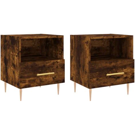 vidaXL Comodini 2 pz Rovere Fumo 40x35x47,5 cm in Legno Multistrato
