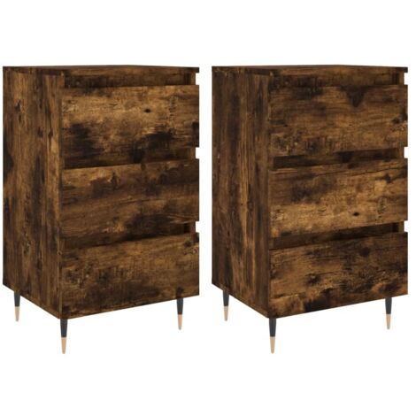 vidaXL Comodini 2 pz Rovere Fumo 40x35x69 cm in Legno Multistrato