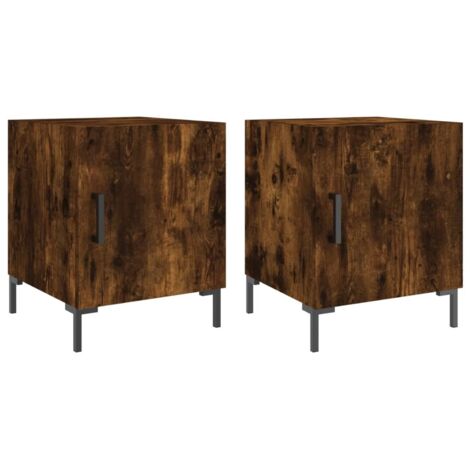 vidaXL Comodini 2 pz Rovere Fumo 40x40x50 cm in Legno Multistrato