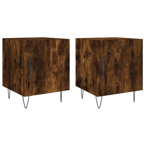 vidaXL Comodini 2 pz Rovere Fumo 40x40x50 cm in Legno Multistrato