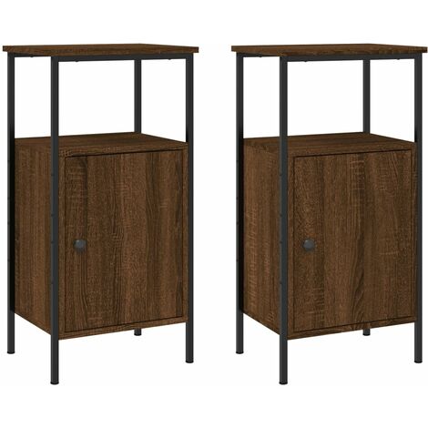 vidaXL Comodini 2 pz Rovere Marrone 41x31x80 cm in Legno Multistrato