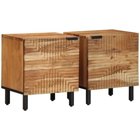 vidaXL Comodini 2pz 40x33x46 cm in Legno Massello di Acacia