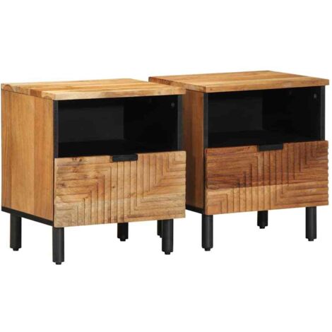 vidaXL Comodini 2pz 40x33x46 cm in Legno Massello di Acacia