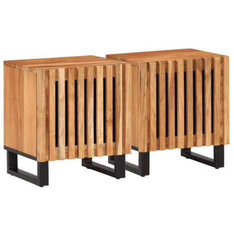 vidaXL Comodini 2pz 40x34x46 cm in Legno Massello di Acacia