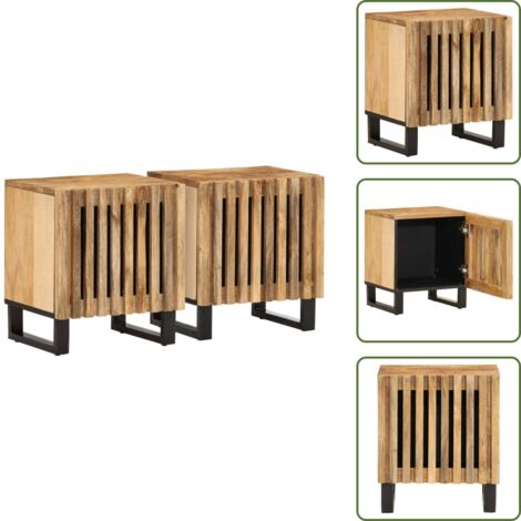 - vidaXL Comodini 2pz 40x34x46 cm in Legno Massello di Mango -