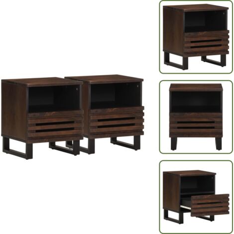 - vidaXL Comodini 2pz 40x34x46 cm in Legno Massello di Mango -