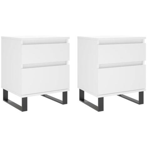 vidaXL Comodini 2pz Bianchi 40x35x50 cm in Legno Multistrato