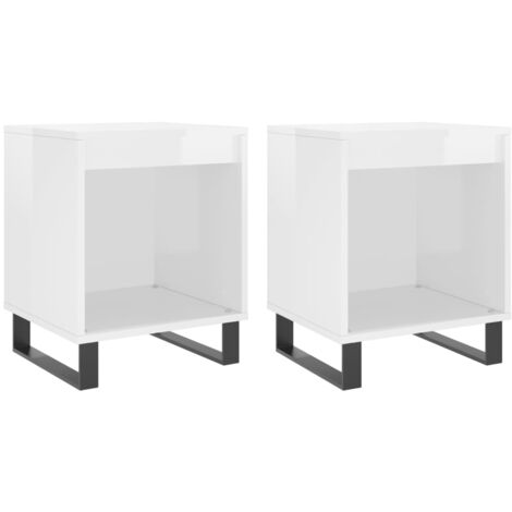 vidaXL Comodini 2pz Bianco Lucido 40x35x50 cm in Legno Multistrato